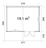 Sally XL (5.3x4.1m | 19.1m2 | 44mm) Large Scandinavian Style Log Cabin with an Overhang Roof - Palmako UK