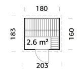 Eir (3,6m2 | 2,2x1,8m |44mm) Compact Garden Sauna Set - 6kw Heater and Roofing Felt Included - Palmako UK