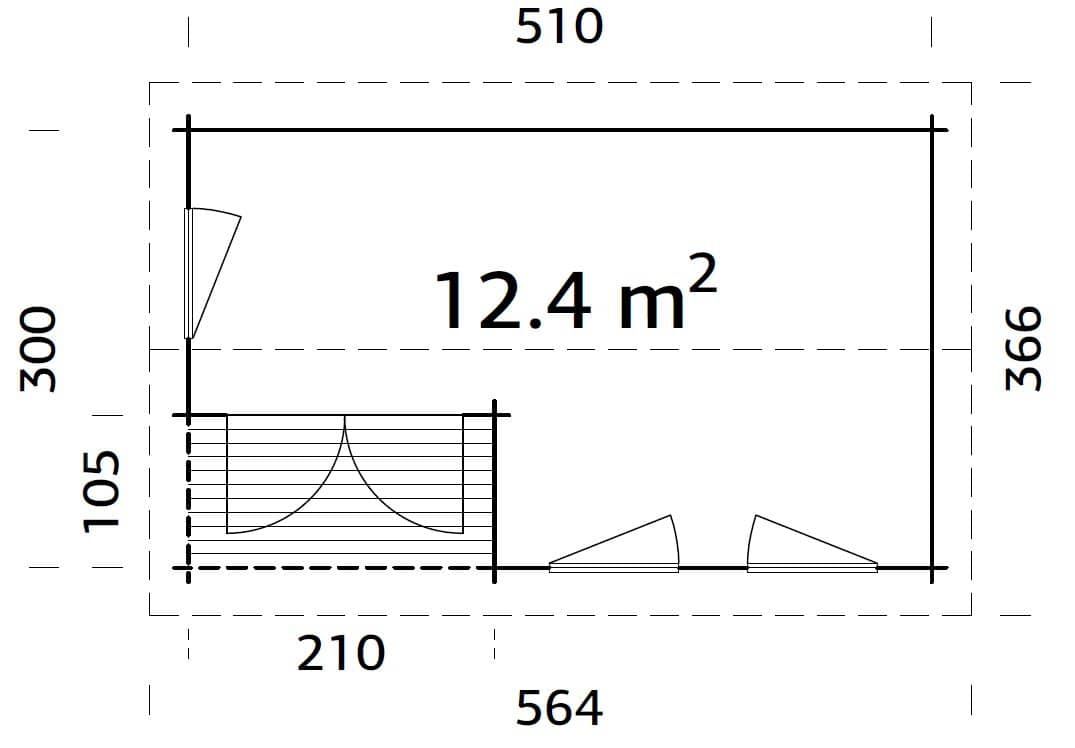 Susanna S (5.3x3.2m | 12.4m2 | 44mm) Traditional Homestead Log Cabin