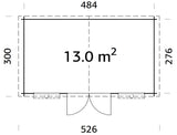 Lodz (5,04x2,96m | 12,9m2 | 28mm) Log Shed - Palmako UK
