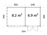 Ella (5.5x3.2m | 6.9+8.2m2 | 28mm) Roof Summer House - Palmako UK