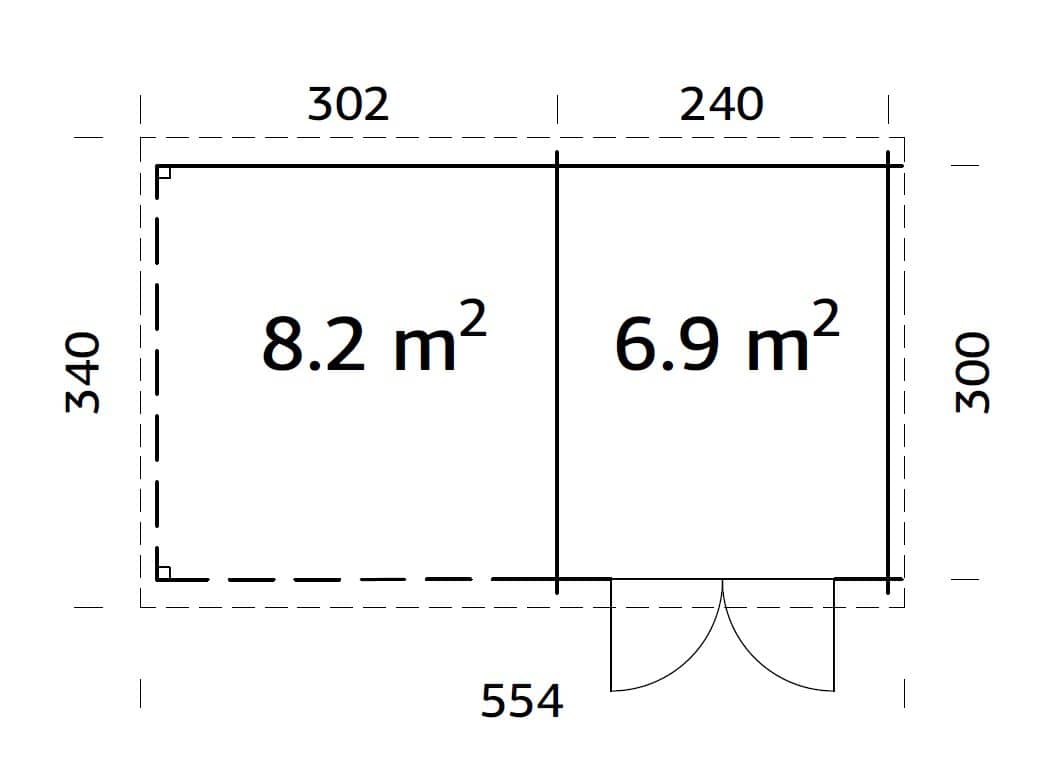 Ella (5.5x3.2m | 6.9+8.2m2 | 28mm) Roof Summer House