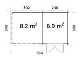 Ella (5.5x3.2m | 6.9+8.2m2 | 28mm) Roof Summer House