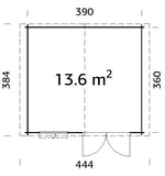 Luca (4,1x3,8m | 13,6m2 | 28mm) Log Shed - Palmako UK