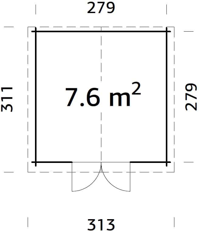 Sam (2,95x2,95m | 7,6m2 | 19mm) Log Shed