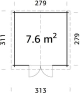 Sam (2,95x2,95m | 7,6m2 | 19mm) Log Shed