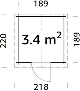 Lilly (2,05x2,05m | 3,4m2 | 19mm) Quality Garden Log Shed