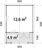Kristjan (3,8x3,8m | 12,6m2 | 28mm) Log Cabin - Palmako UK