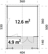 Kristjan (3,8x3,8m | 12,6m2 | 28mm) Log Cabin - Palmako UK