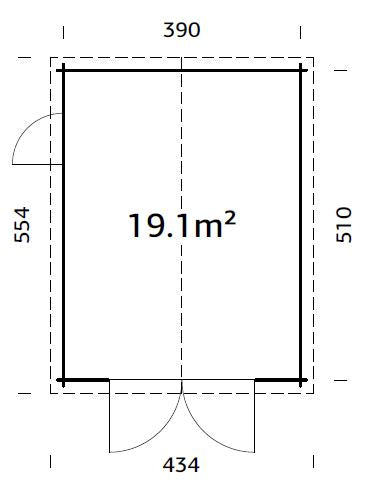 Garage Danube 19,1 wooden gate - 44 mm Log Garage