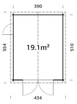 Garage Danube 19,1 wooden gate - 44 mm Log Garage