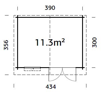 Luca M (4,1x3,2m | 11,3m2 | 28mm) Log Shed with Metal Roof