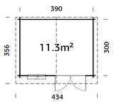 Luca M (4,1x3,2m | 11,3m2 | 28mm) Log Shed with Metal Roof