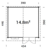 Luca L (4,1x4,1m | 14,8m2 | 28mm) Large Log Shed With Metal Roof