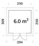 Volga (2,5x2,5m | 6m2 | 28mm) Log Shed - Palmako UK