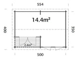 Olandar (5,2x3,7m | 14,4m2 | 34mm) Garden Office Log Cabin with Canopy - Palmako UK