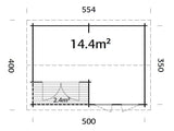 Olandar (5,2x3,7m | 14,4m2 | 34mm) Garden Office Log Cabin with Canopy