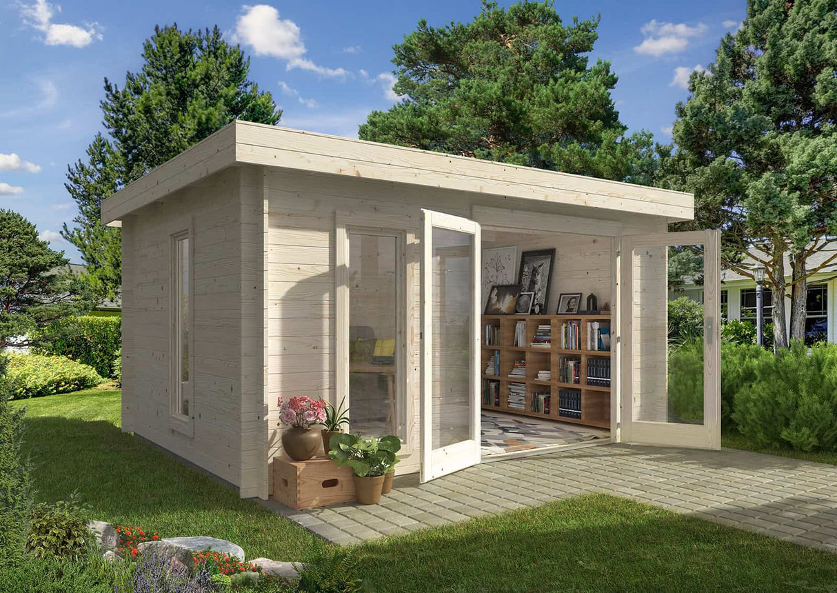 Modern 2 (4,1x3,2m | 11,3m2 | 28mm) Double-Door Modern Style Log Cabin