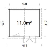 Valentine XL (3.6x3.2m | 11.0m2 | 28mm) Pressure Treated Double Door Garden Shed