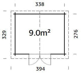 Valentine L (3.4x2.8m | 9.0m2 | 28mm) Pressure Treated Double Door Garden Shed - Palmako UK