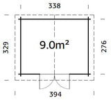 Valentine L (3.4x2.8m | 9.0m2 | 28mm) Pressure Treated Double Door Garden Shed