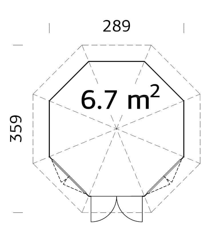 Veronica 2 (2.9x3.6m | 6.7m2 | 28mm) Octagonal Summer House