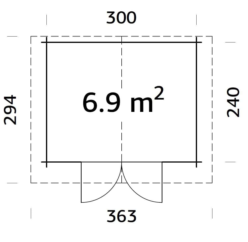 Vivian M (3x2.4m | 6.9m2 | 28mm) Compact Garden Log Cabin