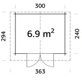 Vivian M (3x2.4m | 6.9m2 | 28mm) Compact Garden Log Cabin