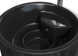Solace L Blackline (d220cm | 8-Person) Round Wood-Heated Outdoor Hot Tub with Integrated Woodburner, LED included